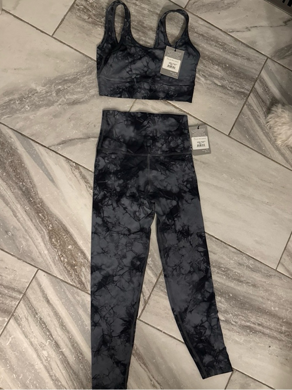 Electric & Rose Black Marble Tie-Dye Kids Leggings Set